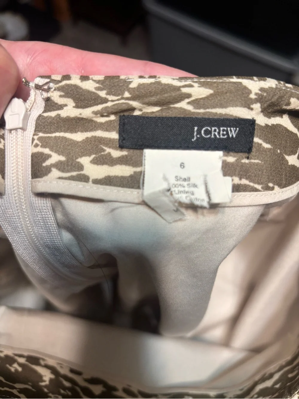 J. Crew Olive and Cream Animal-Print Pencil Skirt